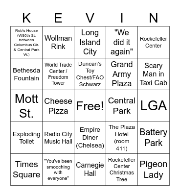 HOME ALONE 2 Bingo Card