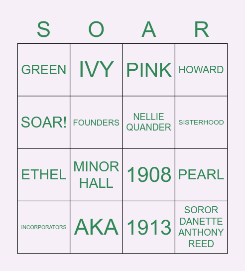 AKA Bingo Card