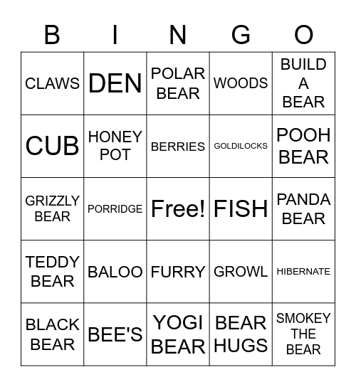 First Christmas Bear Bingo Card