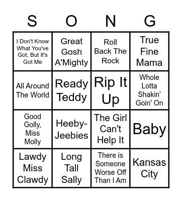 Little Richard American Musician Bingo Card