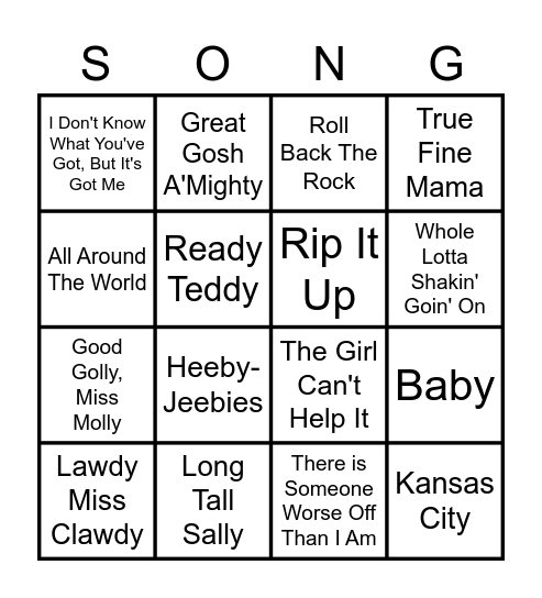 Little Richard American Musician Bingo Card