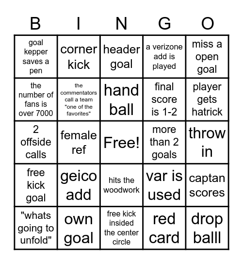 WORLD CUP BINGO Card