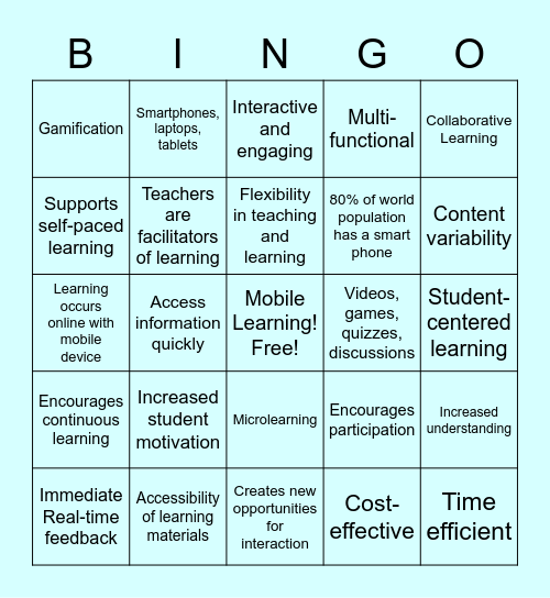 Mobile Learning Bingo Card