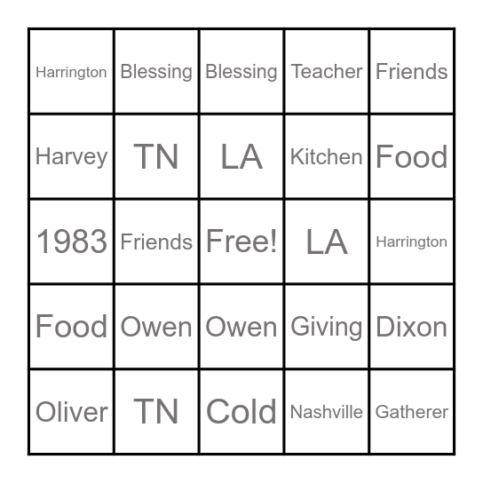 Happy 40th Birthday Emily Bingo Card