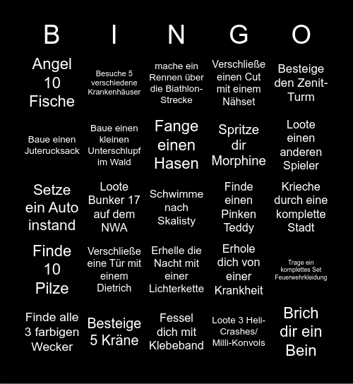 DayZ mit Wisi Bingo Card