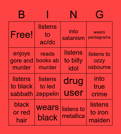 would richard like you? bingo Card