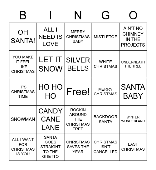 CHRISTMAS BINGO 2022 Bingo Card