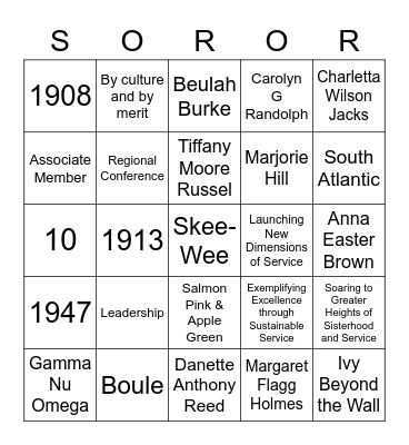 Alpha Kappa Alpha BINGO Card