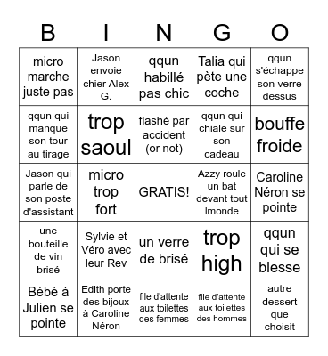 Party Noël Bingo Card