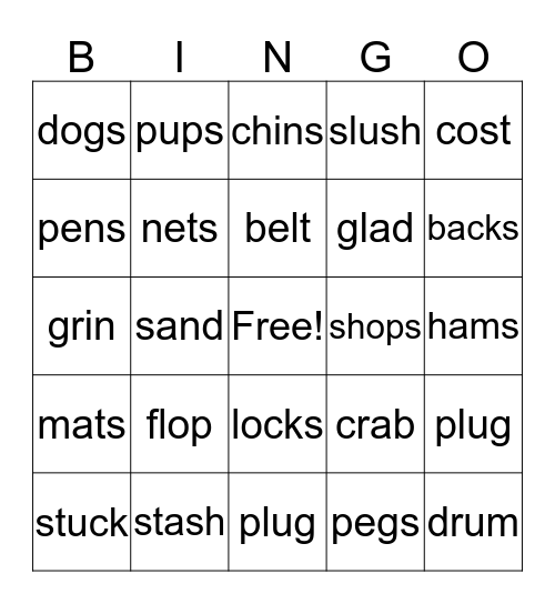 Vocabulary Bingo Card