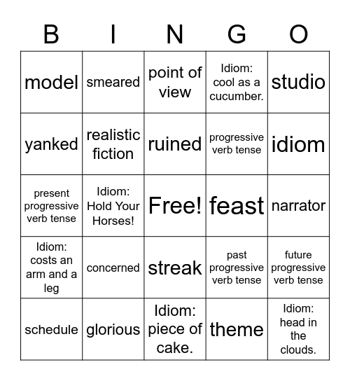 Journeys 8 Bingo Card