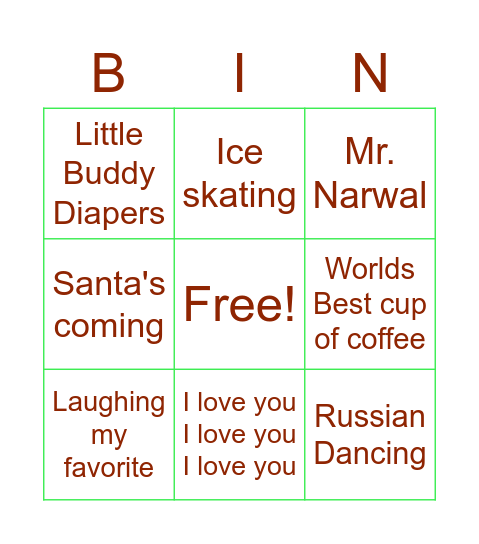 ELF Bingo Card