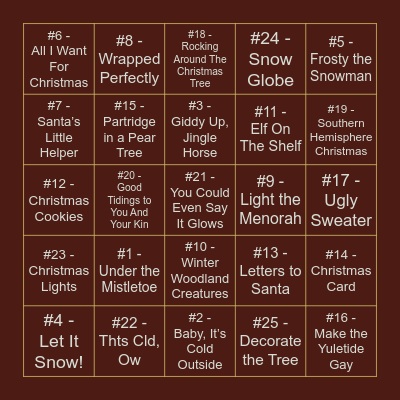 BAUBLE BINGO Card