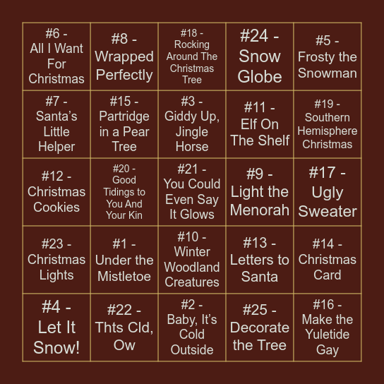 BAUBLE BINGO Card