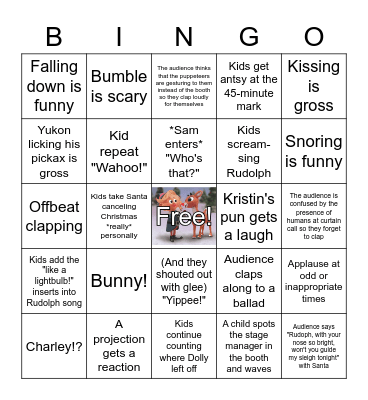 Audience Reaction Bingo Card