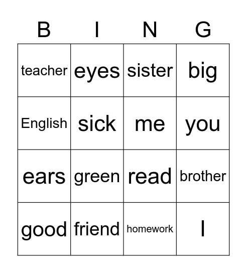 Phonics 1B, BINGO, WEEK 16 Bingo Card