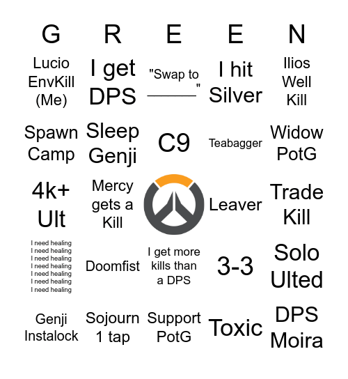 Overwatch 2 Competitive Bingo Card