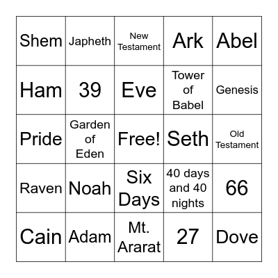 BIBLE BINGO Card