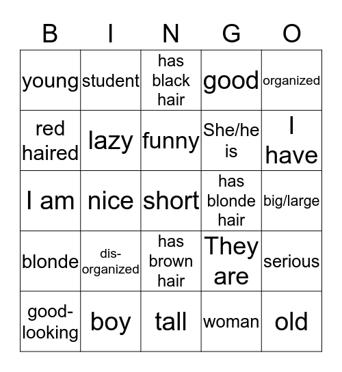 U1L2 Spanish 1 Bingo Card