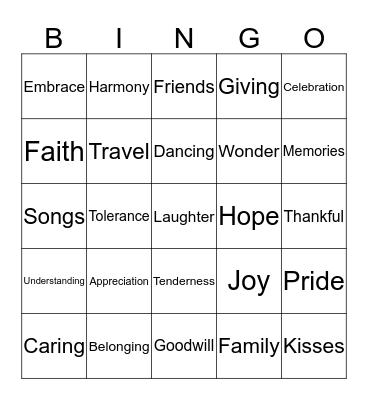 Holiday celebration 2015 Bingo Card