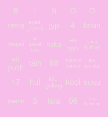 nini :b Bingo Card