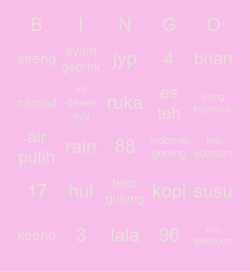 nini :b Bingo Card
