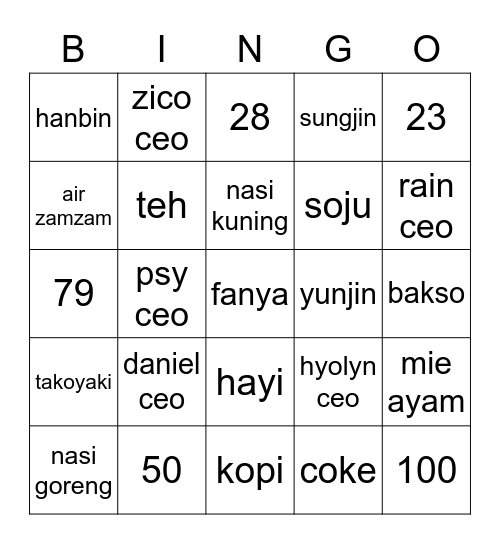 ✨ Fanya ✨ Bingo Card