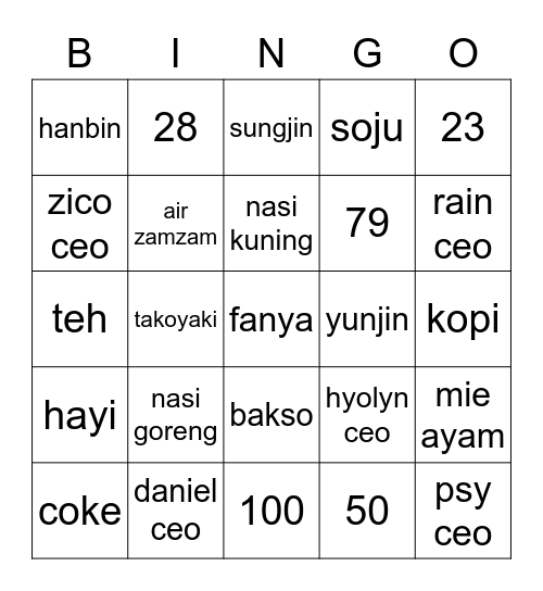 ✨ Fanya ✨ Bingo Card