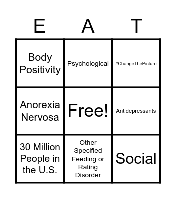 Eating Disorders - Fantastic Four Bingo Card