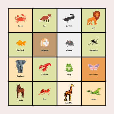 Animals Lv.1 Bingo Card
