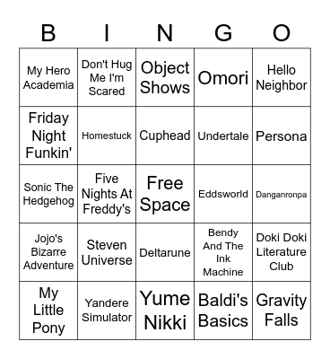 Autistic Fandom Bingo Card