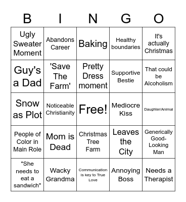 Potato Man Christmas Movie Bingo Card