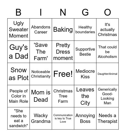 Potato Man Christmas Movie Bingo Card