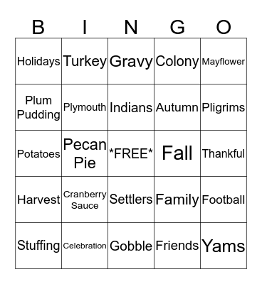 Integra-Thanksgiving Bingo Card