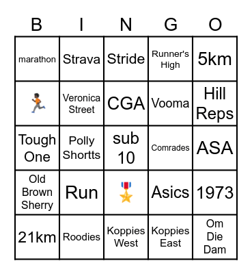 Roodies Bingo Braai Bingo Card
