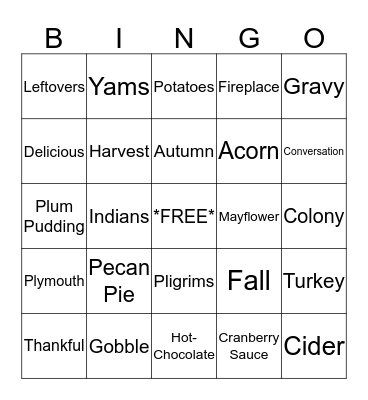 Integra-Thanksgiving Bingo Card