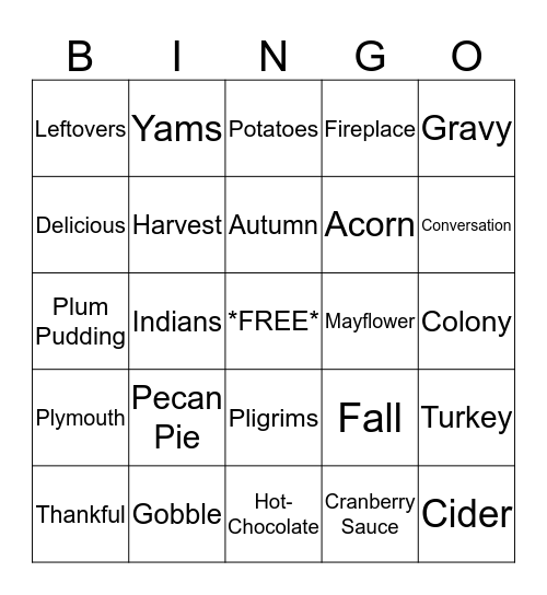 Integra-Thanksgiving Bingo Card