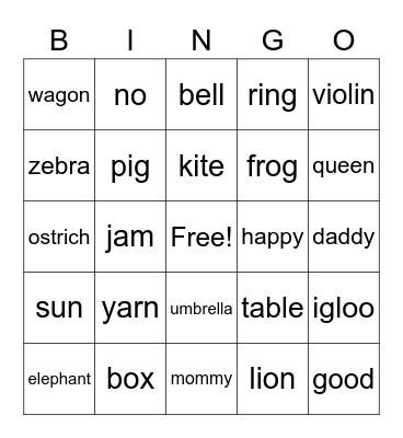 ALPHABET bingo Card
