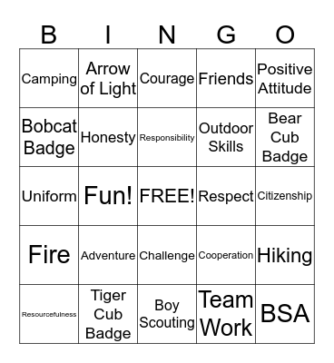 Pack 300 Blue and Gold  Bingo Card