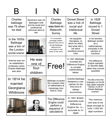 Charles Babbage Bingo Card