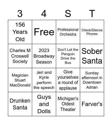 Curtain Speech Bingo Card