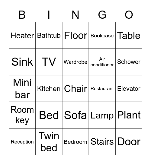 Hotel Bingo Card