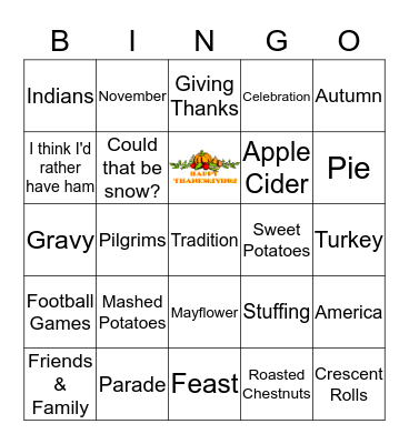 Thanksgiving Bingo Card