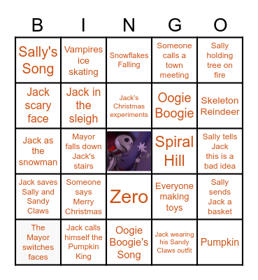 The Nightmare Before Christmas Bingo Card