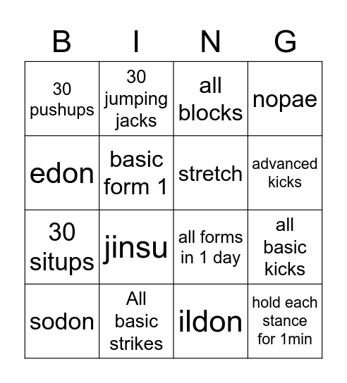 Ian's Bingo Card