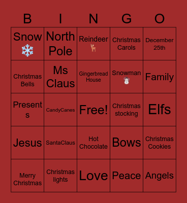 CHRISTMAS BINGO Card