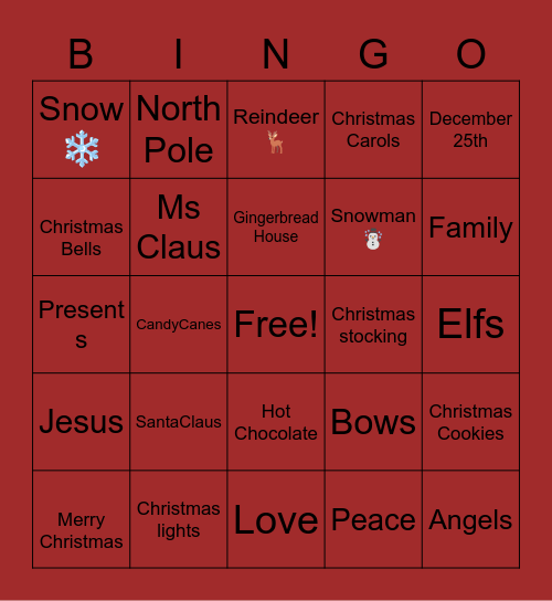 CHRISTMAS BINGO Card