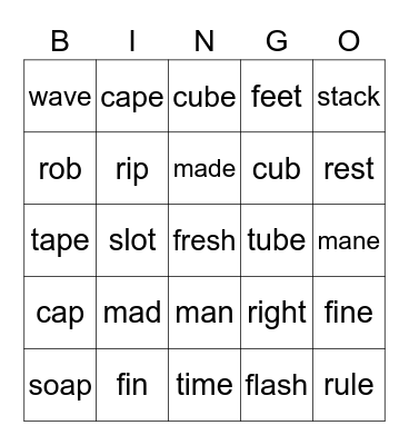 Long vs. Short Vowel Sounds Review Bingo Card