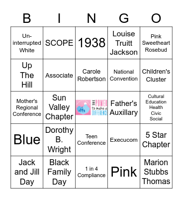 Jack and Jill Founders Day Bingo Card