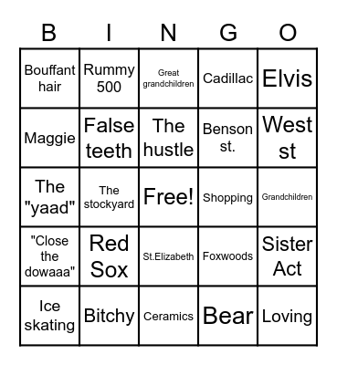 Jean's 85th Bingo Card